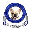 360° Tangle-Free Dog Tie Out Cable 10ft | Heavy Duty Ground Anchor & Weatherproof Tether for Garden, Camping | Safe for Small and Medium Dogs (Blue)