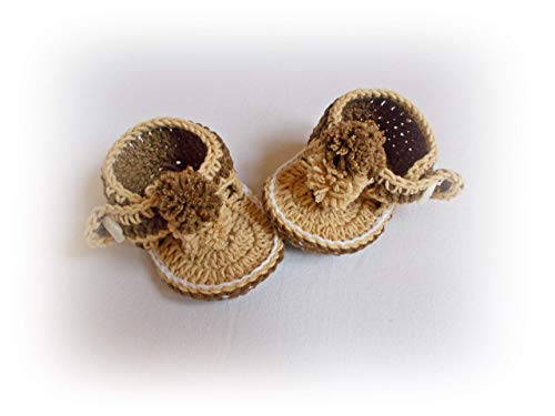Baby Flip Flops, Baby Sandals, Brown Sandals, Crochet Baby Flip Flops3