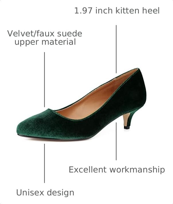 Image of MAIERNISI JESSI Unisex Men's Women's Pointed Toe Kitten Heel Pumps, 2 Inch Low Heel Office Dress Shoes