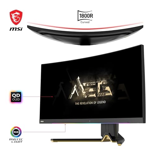 MSI MEG 342C QD-OLED 34 Zoll UWQHD Curved Gaming Monitor - 1800R, 3440 x 1440 Quantum Dot OLED Panel, 175Hz / 0.03ms, 99.3% DCI-P3, ΔE≤2, DisplayHDR True Black 400, KVM, DP 1.4a, HDMI 2.1, USB Type-C