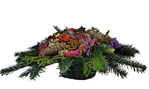 natürliche Grabschale bunt Friedhof zum Totensonntag Allerheiligen Grabgesteck Lieferung von Flora Trans