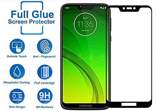 Image of Screen Protector for Motorola Moto G7 Power / G7 Pro (Black) Tempered Glass Edge-to-Edge 6D Screen Guard With Installation Kit