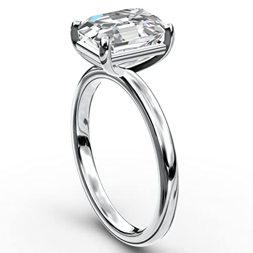 Maka Paka Jewelry 3.0 Carat Moissanite Engagement Ring Gra Certified, Sterling Silver Rings For Women With 18K White Gold Plated, Emerald Cut Df Color Vvs Clarity Moissanite In Square Wedding Rings #TOP3