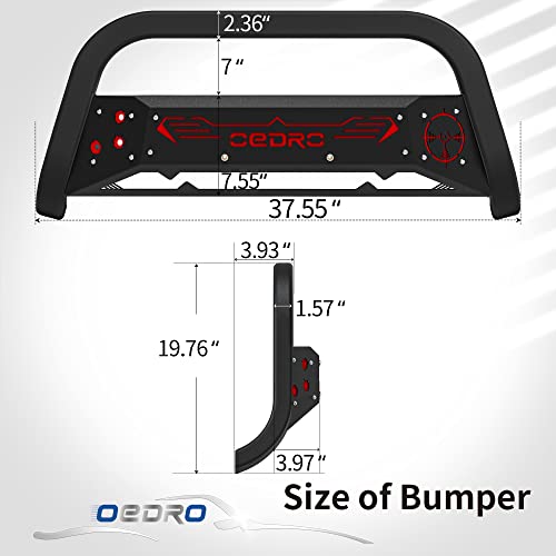Oedro Paintable Bull Bar Fits 2019-2023 Chevy Silverado 1500/Gmc Sierra 1500, Truck Brush Guard, Front Bumper Push Bar W/Grille Skid Plate Light Mount #TOP4