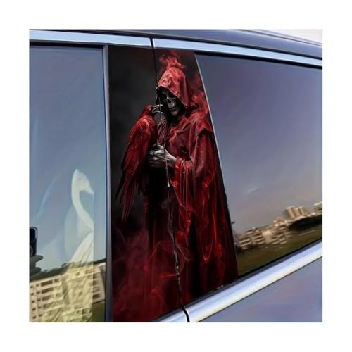 Autocollants pilier de voiture squelette corbeau, vinyle brillant haute brillance 2 pces