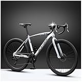 Acnivkoエアロロードバイク 700C×40C ロードバイク クロスバイク シマノクロスバイク 24段変速MTB 高炭素鋼フレーム 自転車 前後ディスクブレーキ器 ドロップハンドル 超高炭素鋼フレーム MTB自転車 超軽量 マウンテンバイク 通勤 通学 中学生 高校生 学生 男の子 女の子初心者大人 成人 (24寸【建議身高155-170CM】-24速,珍珠白-30刀【低框輪組】)