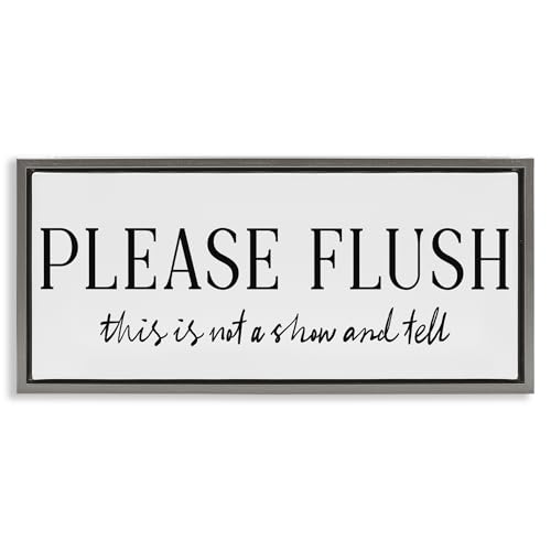 Bathroom Humor Typography Message, 10 x 24 Inch Canvas in Floater Frame