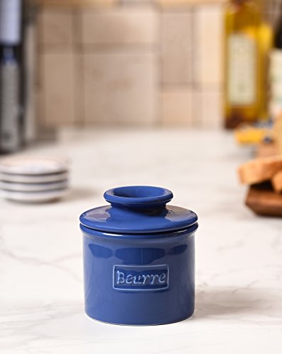 Butter Bell - The Original Butter Bell Crock by L. Tremain, French Ceramic Butter Dish, Café Retro Collection, Royal Blue - Thumbnail 2