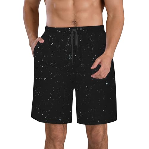 Ogniwo Black Glitter Mens Shorts Casual Drawstring Inseam Shorts Stretch Summer Beach Wear