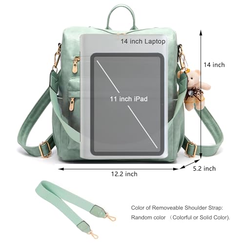 Image of Soperwillton Women Backpack Purse Shoulder Handbags Travel Bag Set 2pcs | Soft PU Leather,Large Capacity,Many Pockets,with a Functional Wallet,with a Detachable Shoulder Strap,Multipurpose Design