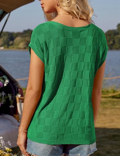 GRACE KARIN 2025 Women Short Sleeve Sweater Casual Off The Shoulder Sweaters Spring Summer Loose Fit Knit Light Shirts4