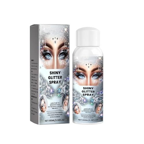 Spray de purpurina para cabello y cuerpo, brillo corporal, laca para el cabello para ropa, festival de música, brillo facial para mujeres, secado rápido y duradero, juego de cosméticos brillantes