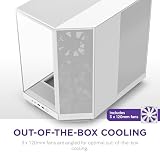 NZXT H6 Flow | CC-H61FW-01 | Compact Dual-Chamber Mid-Tower Airflow Case | Panoramic Glass Panels | High-Performance Airflow Panels | Includes 3 x 120mm Fans | Cable Management | White