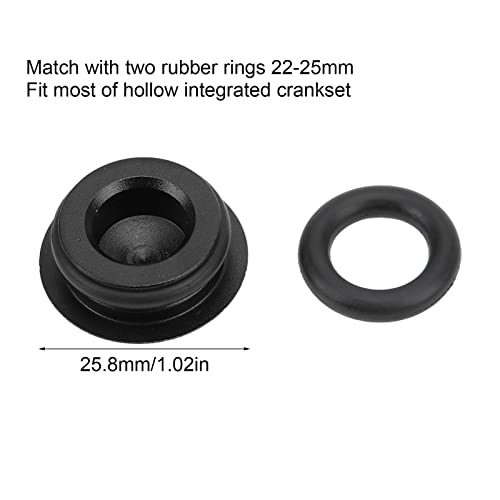 Bike Crank Dust Caps, Crankset Dust Cover - Aluminum Alloy Center Shaft Caps with Rubber Ring for Mountain Bike Road Bicycle(Black) - Image 4