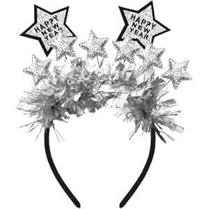 Happy New Year Hair Bands for Women,New Years Eve Party Headband Glitter Sequins Star Headband Mens Hair Band Hair Accessories for Women