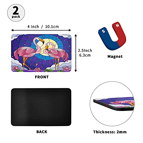 Dallonan Decorative Refrigerator Magnets Stained Glass Style Flamingo And Lotus Flowers Fridge Magnet Pvc Rectangle For Kitchen Dishwasher Magnet House Office Magnets Decor #TOP1
