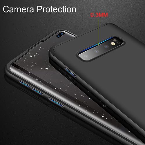 Image of Case for Galaxy S10 Plus, 3-in-1 Ultra-Thin Slim Hard PC Case Cover Anti-Scratches 360 Degree Full Body Protective Cover Compatible with Samsung Galaxy S10+ Plus (Black)
