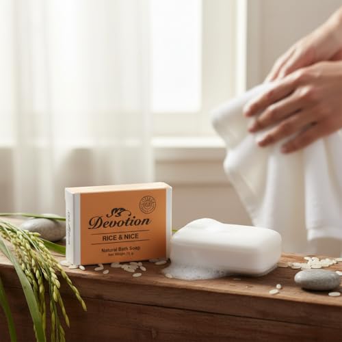 Image of Devotion Rice & Nice Natural Bath Soap - Pack of 6 | 75g Each | Moisturizing, Natural Ingredients for Soft Skin