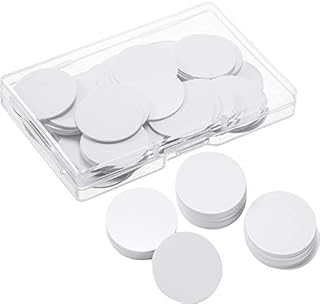 10 Pieces NFC 215 Cards, 25 mm/ 0.98 Inch Coin Shape Rewritable Blank White NFC 215 Cards Compatible with TagMo Amiibo and NFC Enabled Mobile Phones and Devices, 1 Transparent Storage Box Included