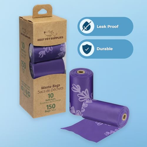 Image of Best Pet Supplies Dog Poop Bags for Waste Refuse Cleanup, Doggy Roll Replacements for Outdoor Puppy Walking and Travel, Leak Proof and Tear Resistant, Thick Plastic - Purple Lavender Scented, 150 Bags