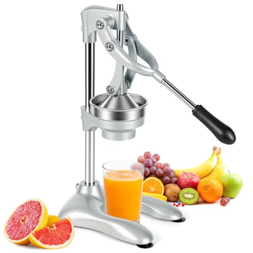 Manuelle Saftpresse aus Aluminiumlegierung 304 Edelstahl Sieb Saftpresse Edelstahl mit 2 Presskegeln Schwere Saftpresse Manuell mit Saugfuß Haushalt & Café