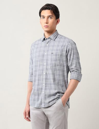 Image of Arrow Sports Men's Slim Fit Grid Tattersall Checked Shirt