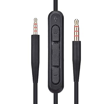 Cabo de substituição de fone de ouvido QC35 com volume remoto e microfone compatível com Bose on-Ear 2 OE2 OE2i QC25 QC35 Soundlink SoundTrue Headset (preto)