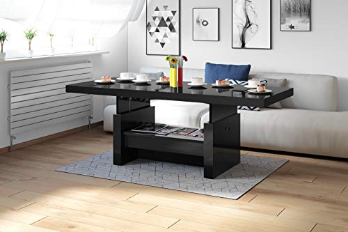 HU Design Couchtisch Tisch Aversa H-111 Schwarz Hochglanz Schublade...