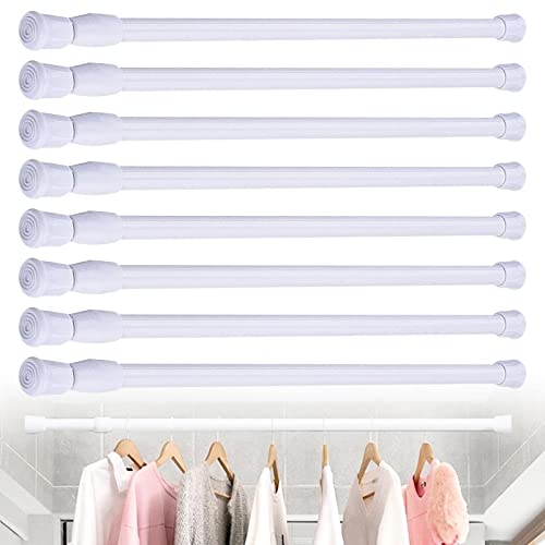 Acboor Barra Cortinas Extensible, 8 Piezas 40-70 cm Barra Extensible Cortina Barras cortina Sin Taladrar Barra tensión para baño Armario Armario Barra ropa Blanco