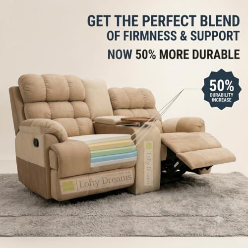 Image of Lofty Dreams Welos 2 Seater Motorised Recliner Sofa - Smooth Electric Comfort, Adjustable Neck & Back Support, Soft Suede Fabric, Console Table, Free Installation