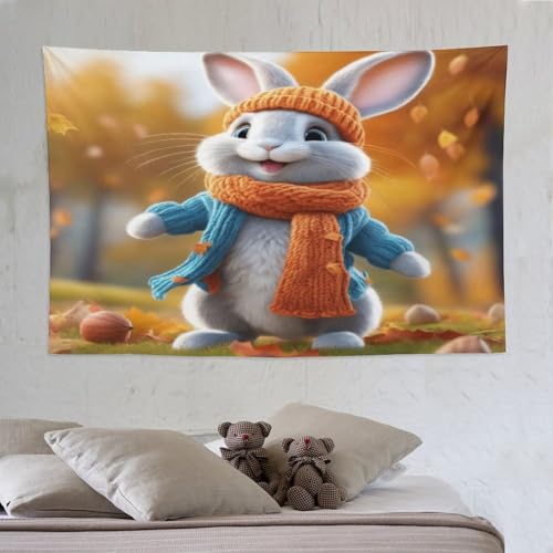 Tapisserie murale lapin mignon PAZZK 150x230cm pour décoration salon et chambre