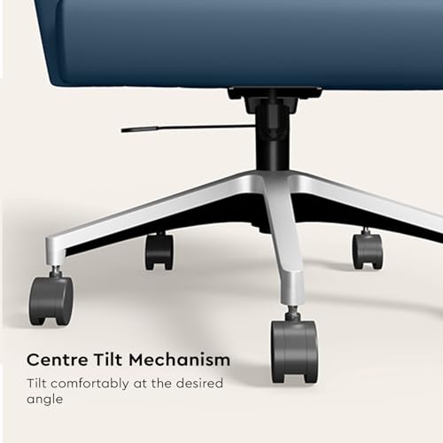 Image of Interio by Godrej Emerald Mid Back Leatherette Ergonomic Chair (Ruben Blue)