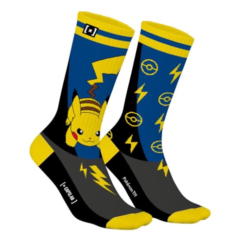 Chaussette Homme Pokémon Coton, 1 Paire de Chaussettes Fantaisie Homme, Bleu Taille 43/46