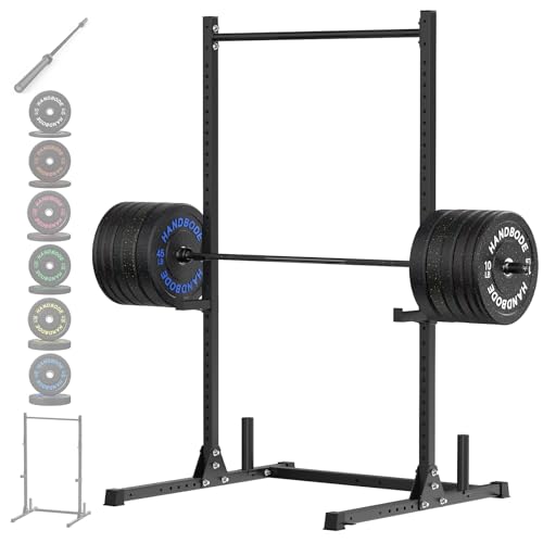 Image of HANDBODE Squat Rack, 7ft Barbell, Weight Plates Set 300 lb, Home Gym Equipment, Black