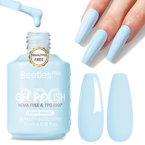Beetles Pro Pastel Blue Gel Nail Polish - PUPPY MOOD,