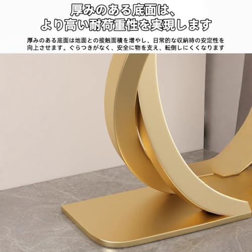 コンソールテーブル 玄関テーブル丸い金属ベース付き ソファーテーブル 廊下の装飾テーブル 大理石模様コンソールテーブル 組み立て簡単 お手入れ簡単 スリム 省スペース 玄関 寝室 リビング ロビー用 (ブラック,100*30*80cm) [3]