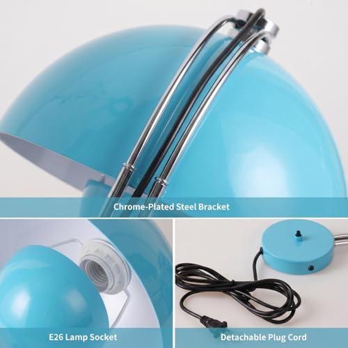 Image of COSYLUX Mid-Century Modern Bud Plug in Wall Sconces for Bedroom, Turquoise | Indirect lighting reading wall lamp, all-metal construction, plug-in or hardwired install, fits bedroom bedside, living room