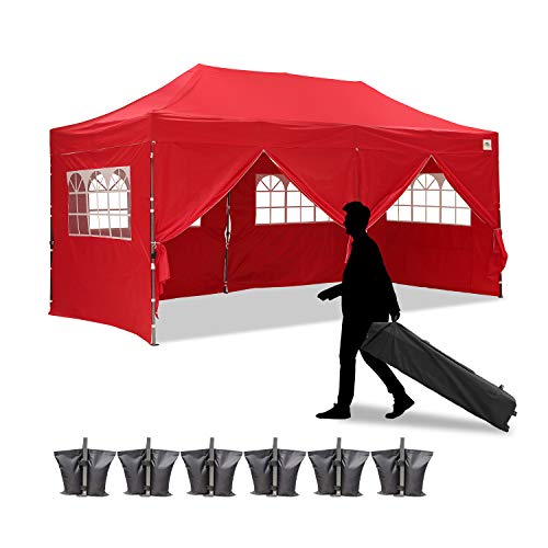 Flash Deals - 40% OFF Diophros 10x20FT Pop up Canopy Tent, Instant Portable Folding Shelter Wedding Party Tent Outdoor Event Gazebos with 6 Removable Sidewalls