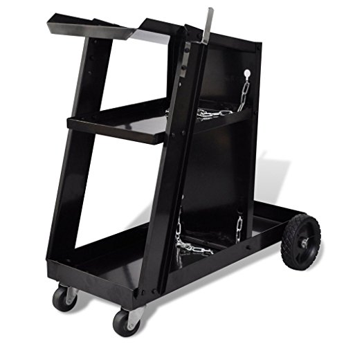 Festnight- Carrello di Saldatura Nero con 3 Ripiani