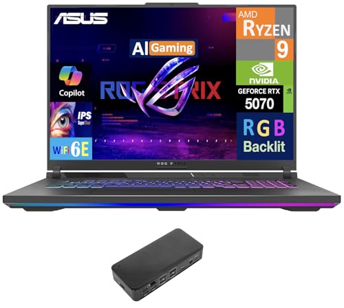 Image of ASUS ROG Strix G18 Laptop 18 inch 240Hz WQXGA Display (AMD Ryzen 9 8940HX, GeForce RTX 5070 8GB, 64GB DDR5, 8TB PCIe SSD, RGB KB, WiFi 6E, Webcam, Bluetooth 5.4, Win 11 Pro) w /USB-C Dock