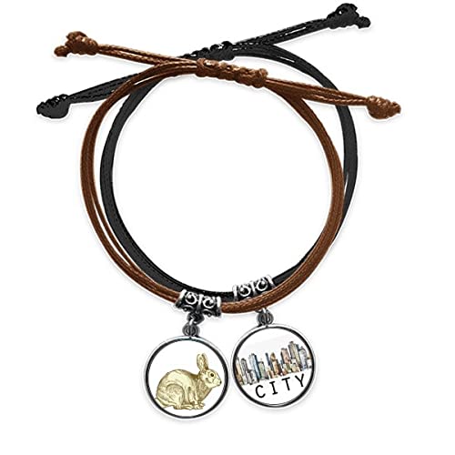 Bracelet Lapin de Pâques fait main en cuir véritable et corde tressée Sidi