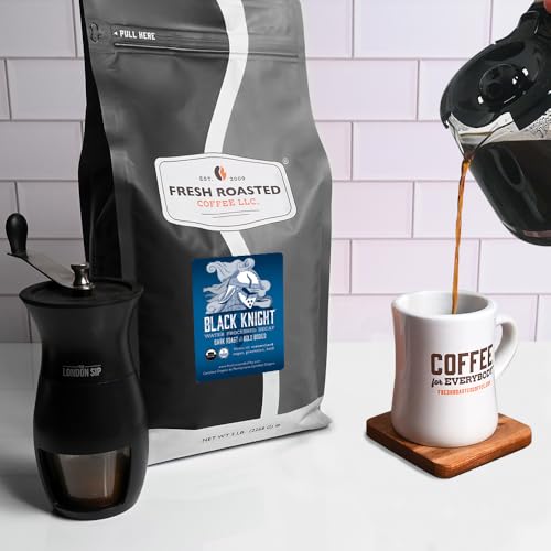 Image of Fresh Roasted Coffee, Organic Black Knight Water-Processed Decaf Drip Ground Coffee, Dark Roast, USDA Organic, Kosher, 5 lb (80 oz)