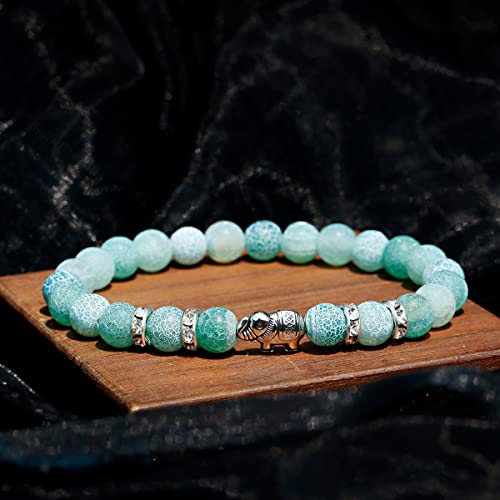 Pulsera Elephant Scrub White Weathered Stone Blue Purple Beads Yoga Energy Bracelet para Hombres Mujeres Reiki oración Piedra brazaletes joyería Cover