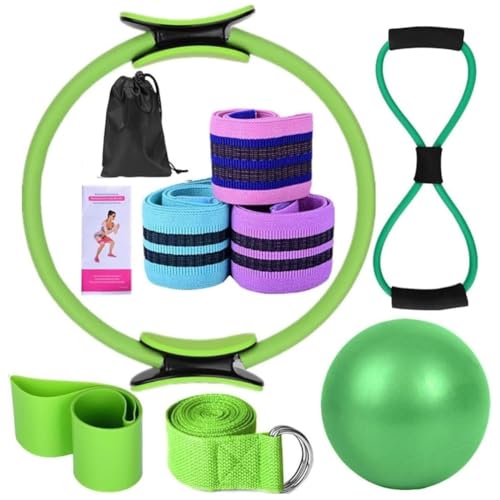 Pilates Essentials Kit für Frauen – inklusive 38 cm Pilates-Ring, 25 cm Yoga-Ball und Widerstandsbänder der Figur 8, Heimtrainingsset für Rumpf, Gesäßmuskulatur und Stretching (grün) Pilates Essentials Kit für Frauen – inklusive 38 cm Pilates-Ring, 25 cm Yoga-Ball und Widerstandsbänder der Figur 8, Heimtrainingsset für Rumpf, Gesäßmuskulatur und Stretching (grün)