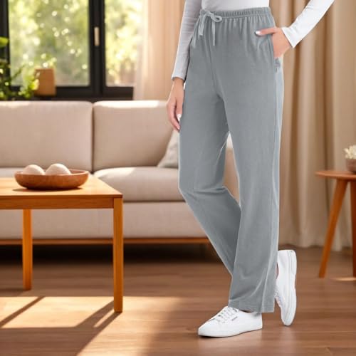 Collections Etc Comfortable Elastic Waist Cotton Drawstring Knit Pants4
