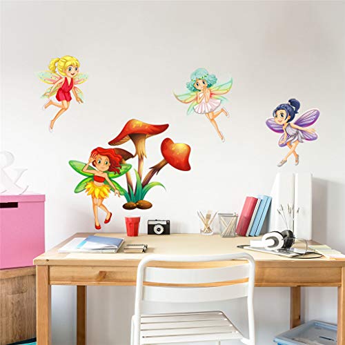 Sencillo Vida Hada Mariposa Pegatinas de Pared Vinilo Adhesivos para Habitaciones de Niños Dormitorio Sala de Estar Decoración del Hogar (A)