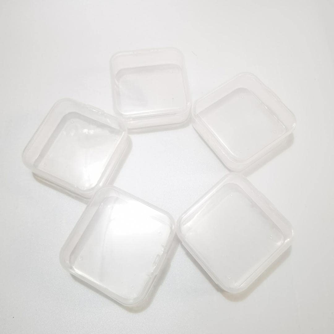 GUHOFIND 5PCS Square PP Plastic Box Trinket Box Earplug Box Durable Storage Box Small Parts Screws Rings Pins Gasket Watch Glass Packing Box7.5X7.5X2.4CM
