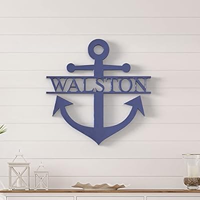 Personalized Wooden Anchor Name Sign - Nautical Wall Decor For Beach House - Custom Anchor Sign Door Hanger - Navy and… 41fzDm387YL. SS400