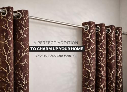 Image of Velvet 8 Feet Blackout Curtain Panels, 70% Light-Blocking Heavy Thermal Insulated Drapes (2 Panels, 243x121 cm, Brown)