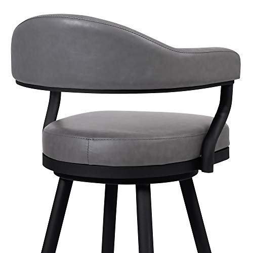 Butaco Armen Living Amador 30" Altura de Barra en Acabado Negro con Estructura en Powder Coated y Tapizado en Piel Sintética Gris Vintage miniatura 6